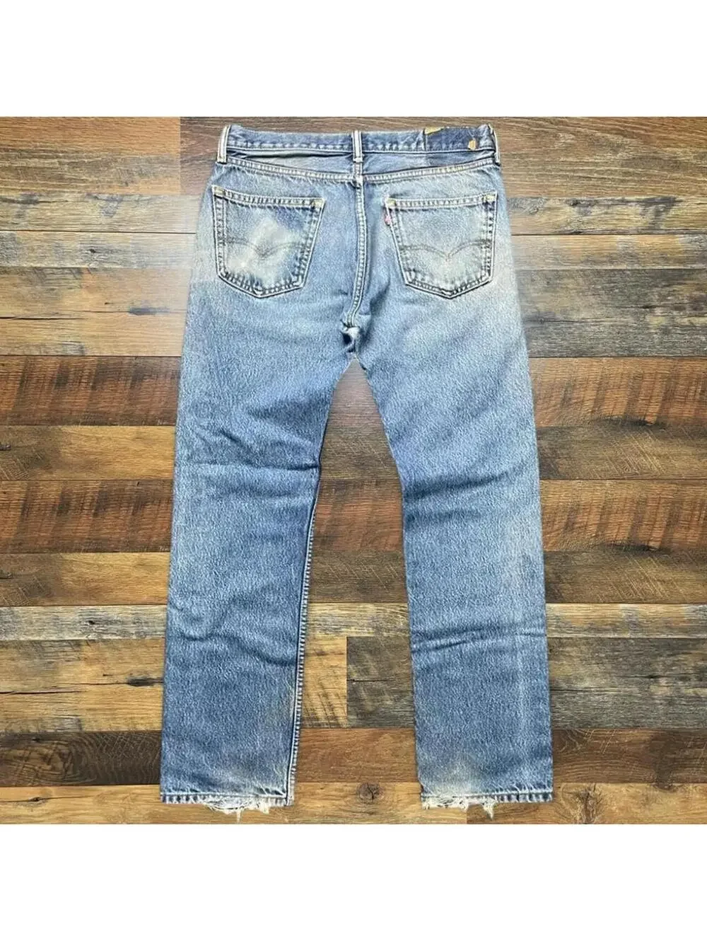 Levi's Distressed Light Wash Straight Leg Jeans Raw Hem Men's 34x30